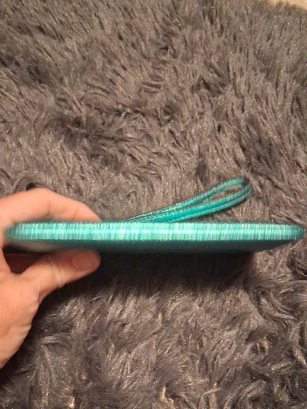 Coach Metallic Teal Wristlet Pouch with Strap - Picture 7 of 9